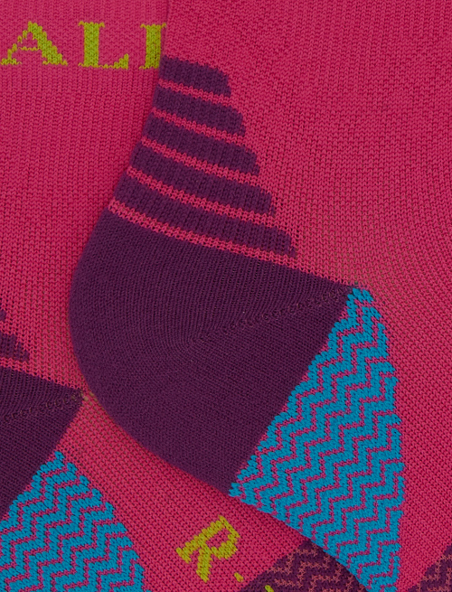 Unisex super short fuchsia technical terry cloth socks with chevron motif - Socks | Gallo 1927 - Official Online Shop
