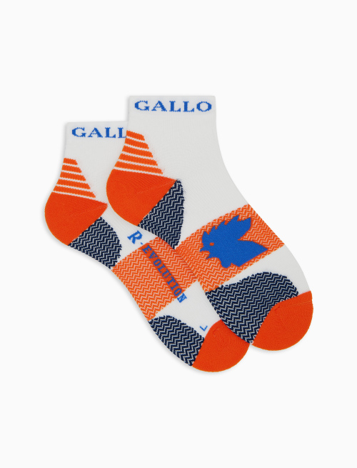 Unisex super short white technical terry cloth socks with chevron motif - Sport and Terry socks | Gallo 1927 - Official Online Shop