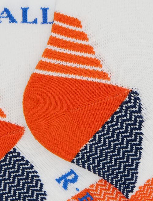 Unisex super short white technical terry cloth socks with chevron motif - Socks | Gallo 1927 - Official Online Shop