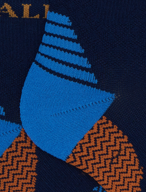 Unisex super short blue technical terry cloth socks with chevron motif - Socks | Gallo 1927 - Official Online Shop