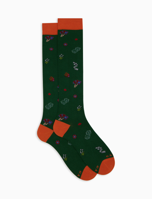 Calze lunghe uomo cotone verde fantasia carte e dadi - Black Friday Uomo | Gallo 1927 - Official Online Shop