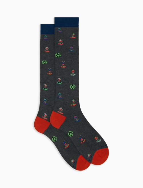 Calze lunghe uomo cotone grigio fantasia gioco calcio - Black Friday Uomo | Gallo 1927 - Official Online Shop