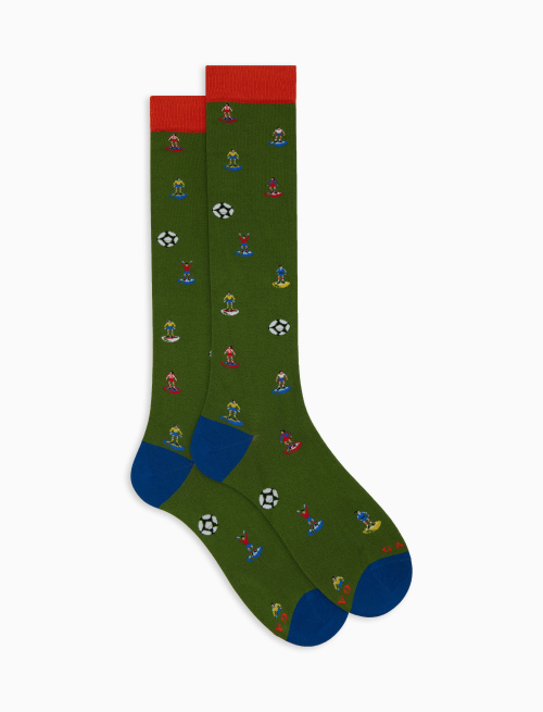 Men's long green cotton socks with football motif - Gift ideas | Gallo 1927 - Official Online Shop