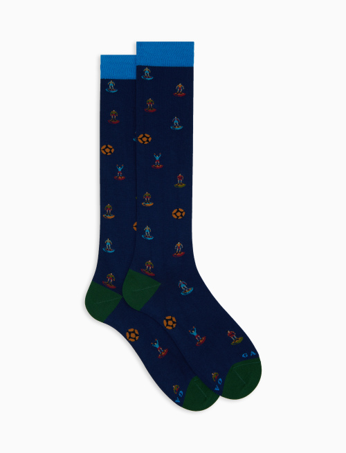 Calze lunghe uomo cotone blu fantasia gioco calcio - Black Friday Uomo | Gallo 1927 - Official Online Shop