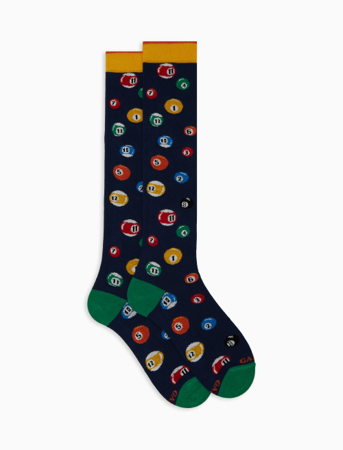 Calze lunghe uomo cotone blu fantasia palle da biliardo - Black Friday Uomo | Gallo 1927 - Official Online Shop