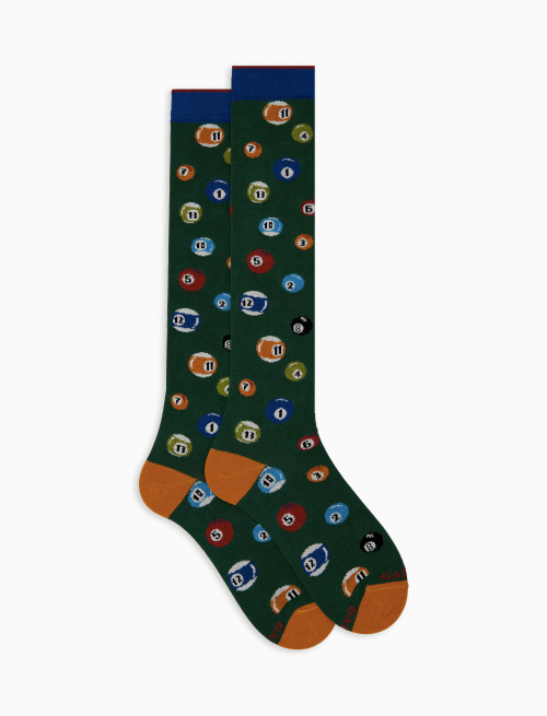 Calze lunghe uomo cotone verde fantasia palle da biliardo - Black Friday Uomo | Gallo 1927 - Official Online Shop