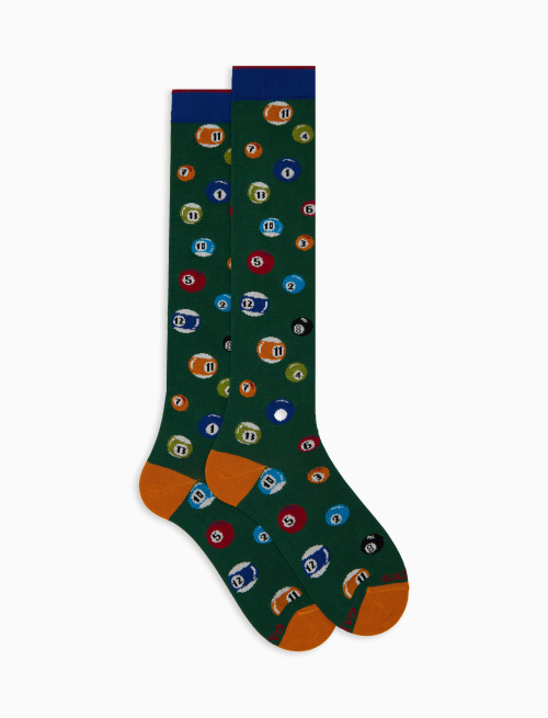 Calze lunghe donna cotone verde fantasia palle da biliardo - Calze | Gallo 1927 - Official Online Shop