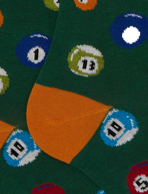 Women's long green cotton socks with pool-ball motif - Socks | Gallo 1927 - Official Online Shop
