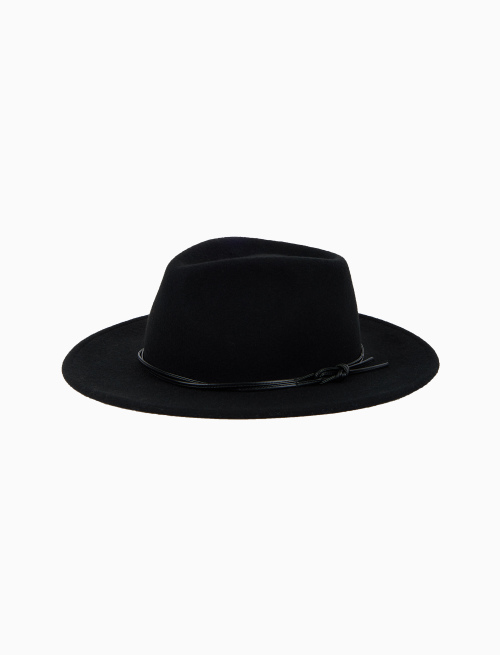 Women's wide-brimmed hat in plain black felt - Woman | Gallo 1927 - Official Online Shop