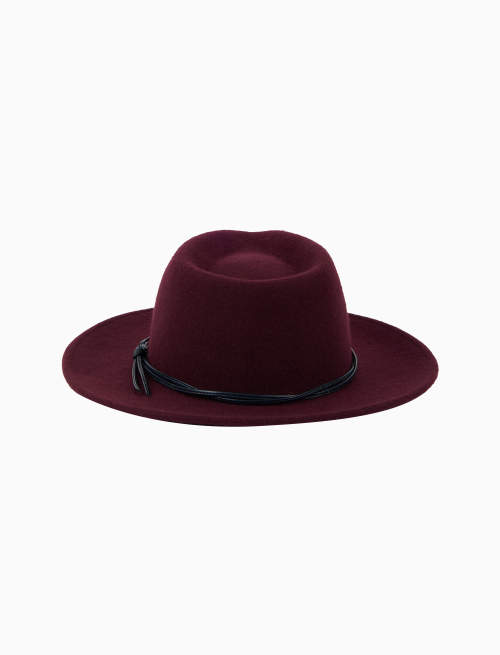 Women's wide-brimmed hat in plain burgundy felt - Woman | Gallo 1927 - Official Online Shop
