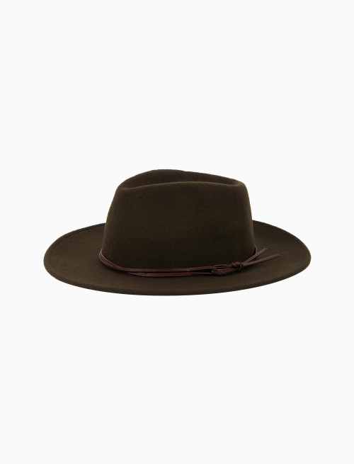 Women's wide-brimmed hat in plain green felt | Gallo 1927 - Official Online Shop