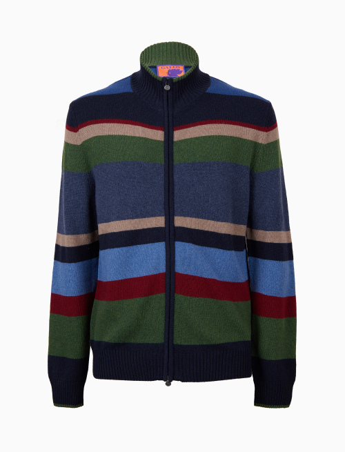 Pull lupetto uomo lana, viscosa e cashmere blu righe multicolor - Abbigliamento | Gallo 1927 - Official Online Shop
