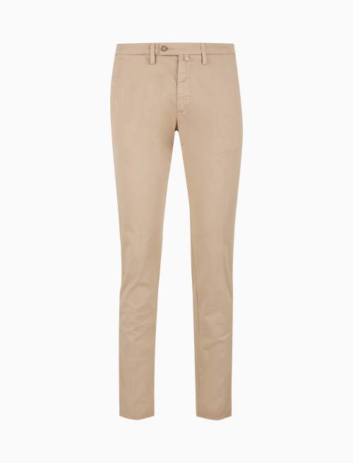 Pantalone lungo uomo in cotone beige tinta unita | Gallo 1927 - Official Online Shop