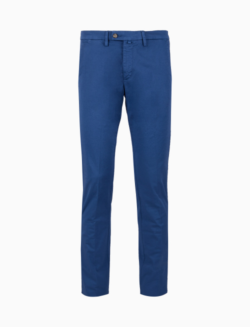 Men's plain blue cotton long pants - Trousers | Gallo 1927 - Official Online Shop