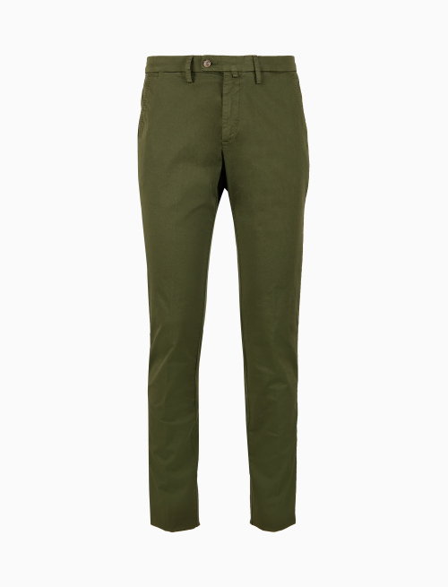 Pantalone lungo uomo in cotone verde tinta unita | Gallo 1927 - Official Online Shop