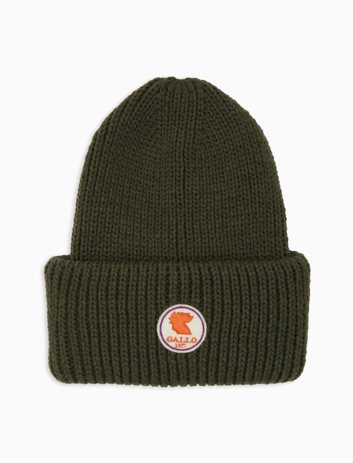 Unisex plain green ribbed beanie with cuff - Man | Gallo 1927 - Official Online Shop