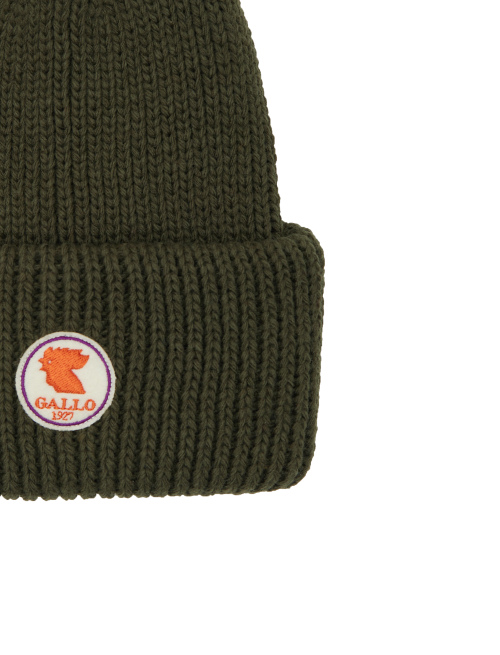 Unisex plain green ribbed beanie with cuff - Man | Gallo 1927 - Official Online Shop