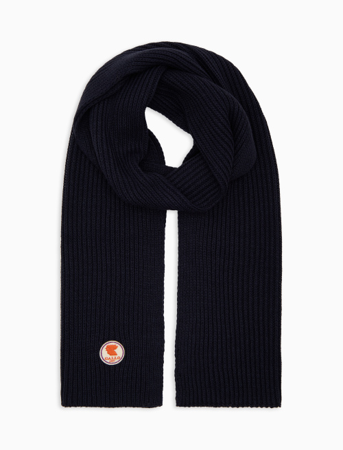 Sciarpa unisex blu a coste tinta unita - Sciarpe | Gallo 1927 - Official Online Shop