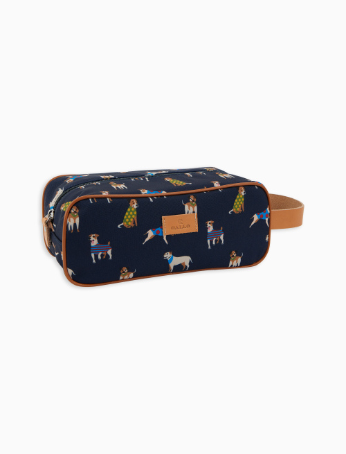 Classic blue unisex beauty case with dog motif - Small Leather Goods | Gallo 1927 - Official Online Shop