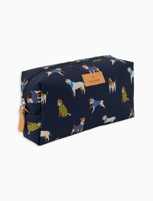 Blue unisex bowler pouch bag with dog motif - Small Leather Goods | Gallo 1927 - Official Online Shop