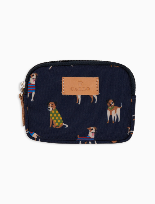 Small blue unisex pouch with dog motif - Small Leather Goods | Gallo 1927 - Official Online Shop