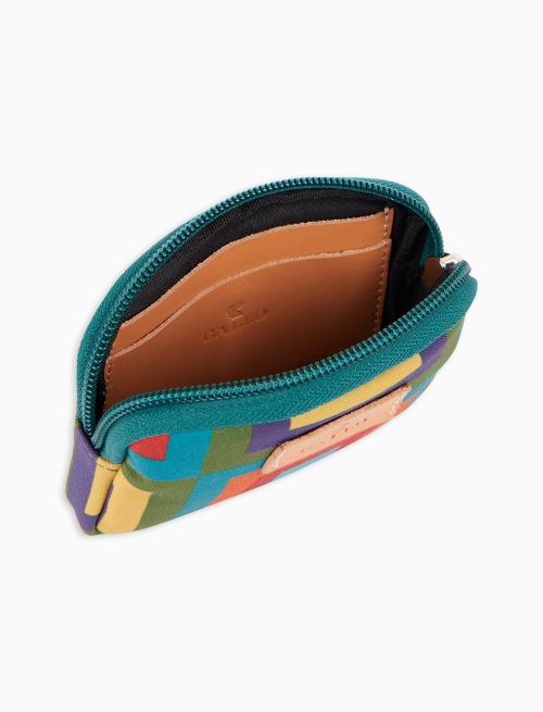 Bustina piccola unisex azzurro fantasia quadri concentrici - Pelletteria | Gallo 1927 - Official Online Shop