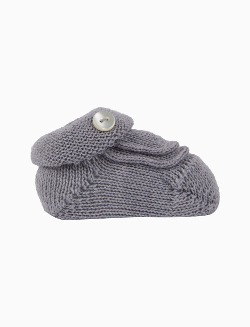 Kids' grey wool booty socks with button on the cuff - Black Friday Kids | Gallo 1927 - Official Online Shop