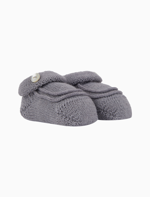 Kids' grey wool booty socks with button on the cuff - Black Friday Kids | Gallo 1927 - Official Online Shop