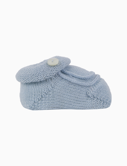 Kids' light blue wool booty socks with button on the cuff - Black Friday Kids | Gallo 1927 - Official Online Shop