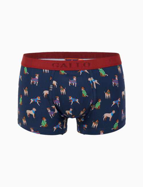 Men's blue cotton boxer shorts with dog motif - Underwear | Gallo 1927 - Official Online Shop