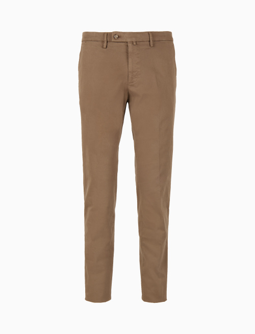 Men's long plain brown cotton trousers | Gallo 1927 - Official Online Shop