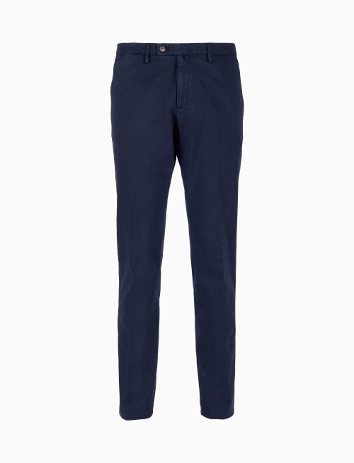 Men's long plain blue cotton trousers | Gallo 1927 - Official Online Shop