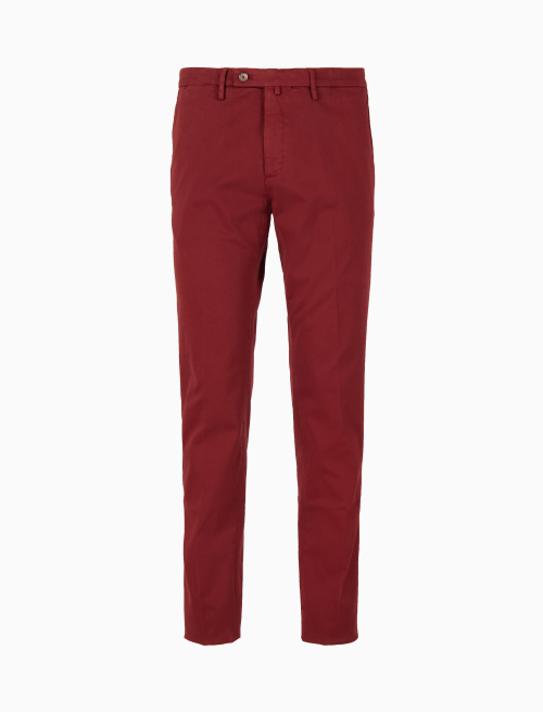 Men's long plain burgundy cotton trousers | Gallo 1927 - Official Online Shop