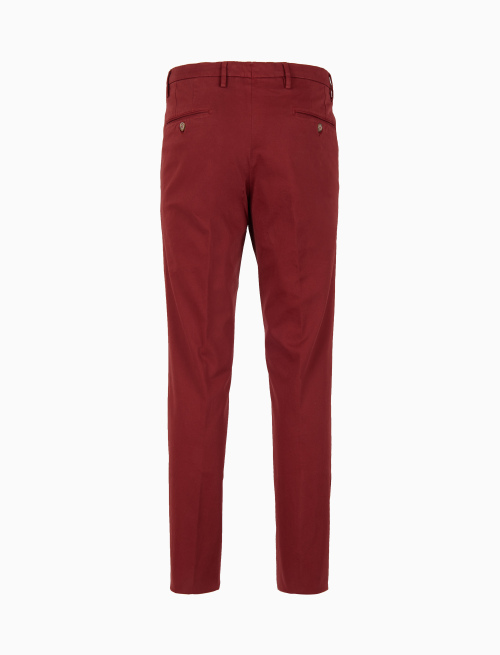 Men's long plain burgundy cotton trousers - Special Selection | Gallo 1927 - Official Online Shop