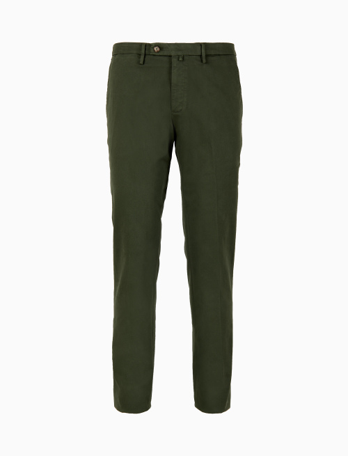 Men's long plain green cotton trousers - Trousers | Gallo 1927 - Official Online Shop
