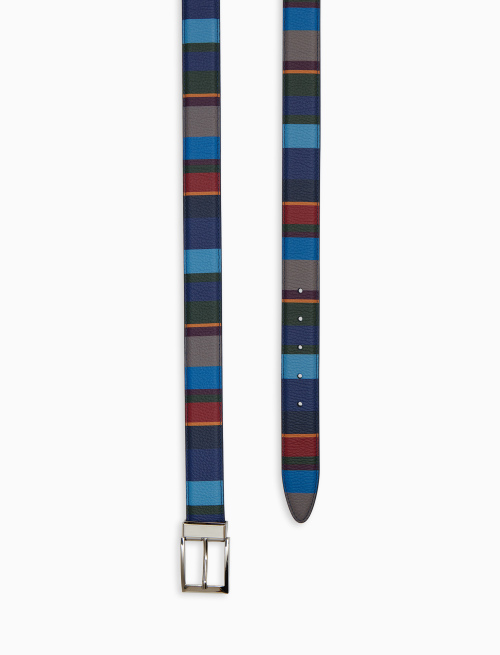 Cintura accorciabile e reversibile unisex pelle martellata blu righe multicolor - Pelletteria | Gallo 1927 - Official Online Shop
