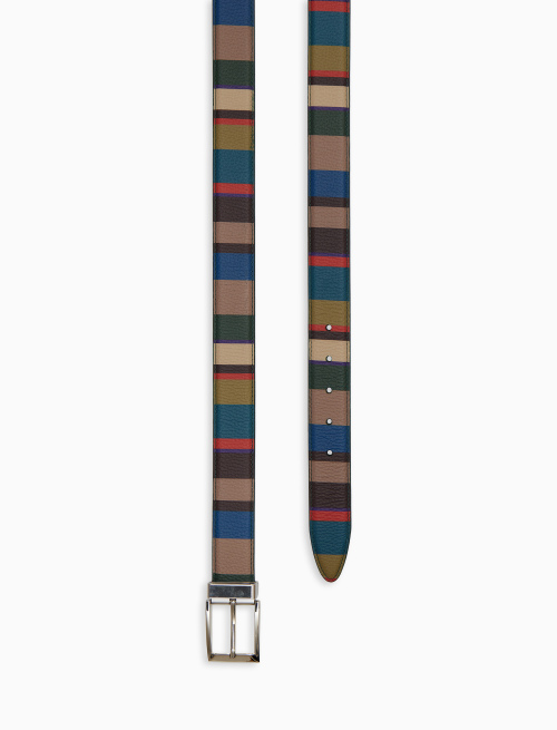 Cintura accorciabile e reversibile unisex pelle martellata beige righe multicolor - Pelletteria | Gallo 1927 - Official Online Shop