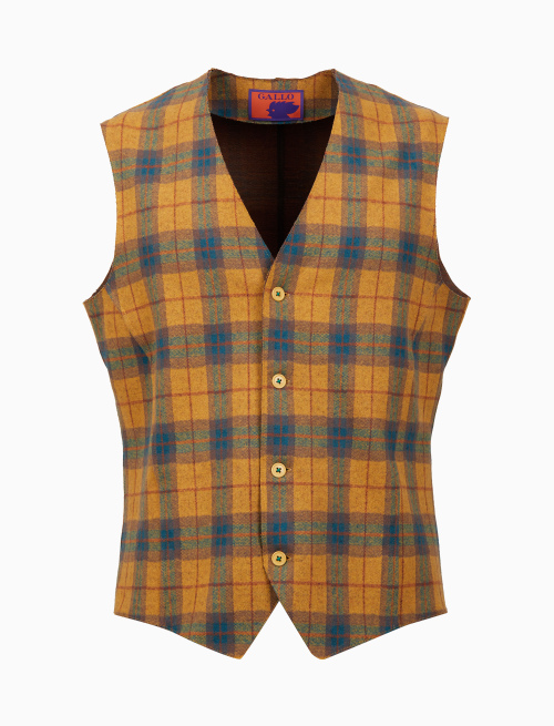 Men's yellow cotton vest with tartan motif - Clothing | Gallo 1927 - Official Online Shop
