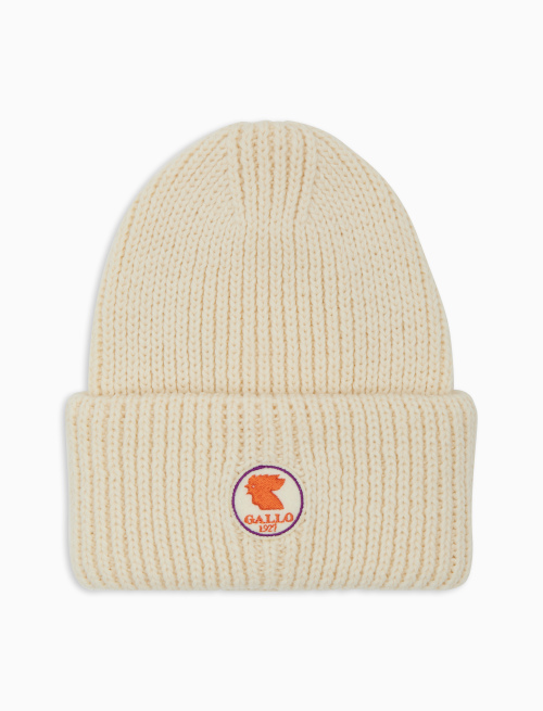 Kids' ribbed cap with turn-up in white - Kid | Gallo 1927 - Official Online Shop