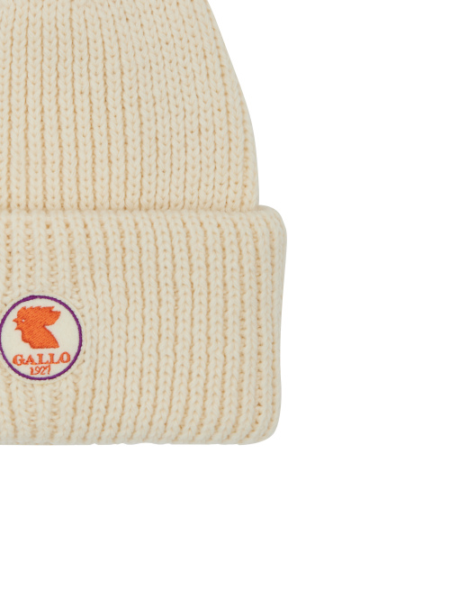 Kids' ribbed cap with turn-up in white - Kid | Gallo 1927 - Official Online Shop