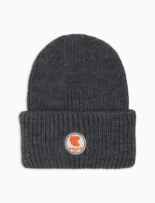 Kids' ribbed cap with turn-up in gray - Kid | Gallo 1927 - Official Online Shop