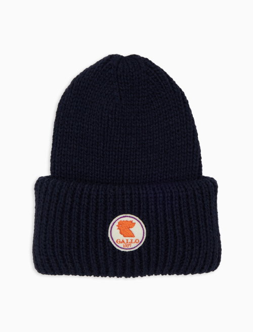 Kids' ribbed cap with turn-up in blue - Kid | Gallo 1927 - Official Online Shop