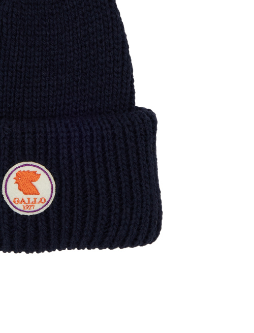 Kids' ribbed cap with turn-up in blue - Kid | Gallo 1927 - Official Online Shop