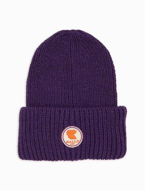Kids' ribbed cap with turn-up in purple - Kid | Gallo 1927 - Official Online Shop