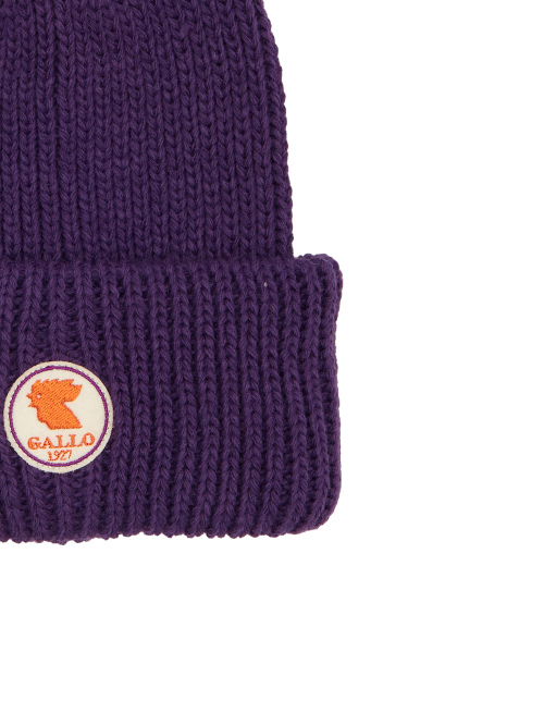 Kids' ribbed cap with turn-up in purple - Kid | Gallo 1927 - Official Online Shop