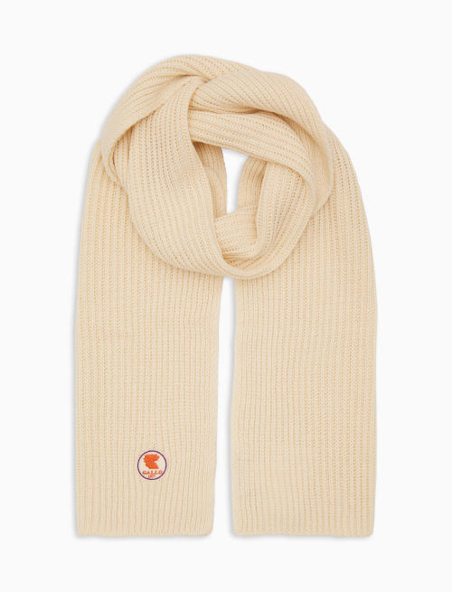 Kids' plain ribbed scarf in white - Kid | Gallo 1927 - Official Online Shop
