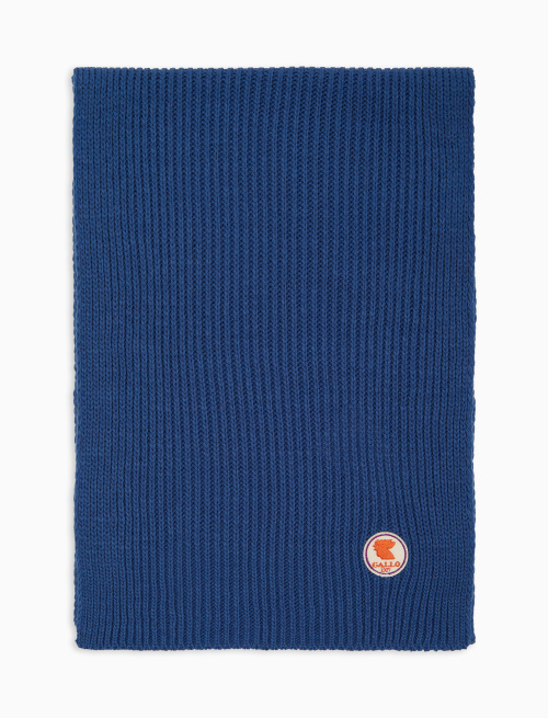 Kids' plain ribbed scarf in blue - Accessori | Gallo 1927 - Official Online Shop