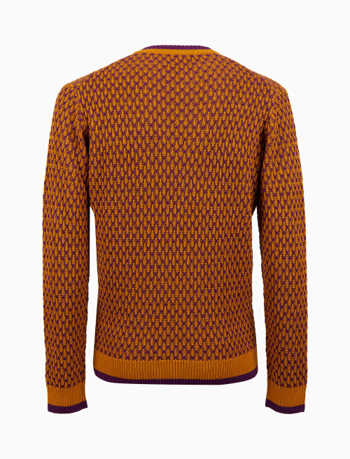 Men's yellow wool crew-neck with two-tone motif - Clothing | Gallo 1927 - Official Online Shop