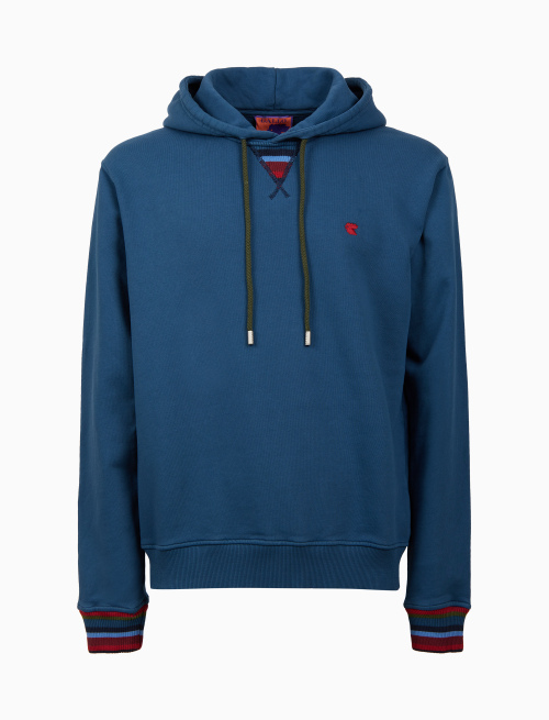 Unisex garment-dyed blue cotton hoodie - Clothing | Gallo 1927 - Official Online Shop