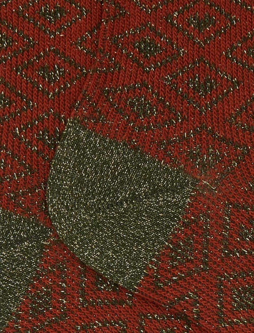 Women's short orange cotton socks with sparkling diamond and heart motif - Socks | Gallo 1927 - Official Online Shop